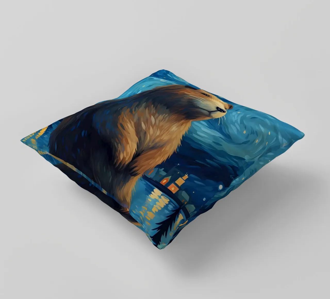 Sternennacht Capybara Kissen von Adrian Patel