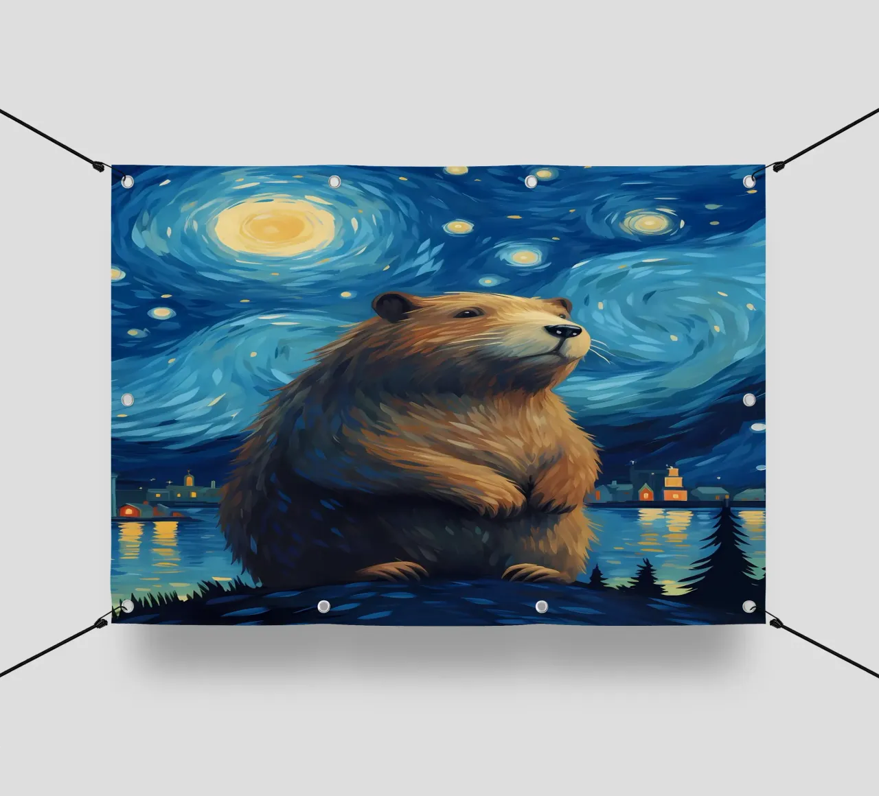 Notte stellata Capibara telo in pvc da Adrian Patel