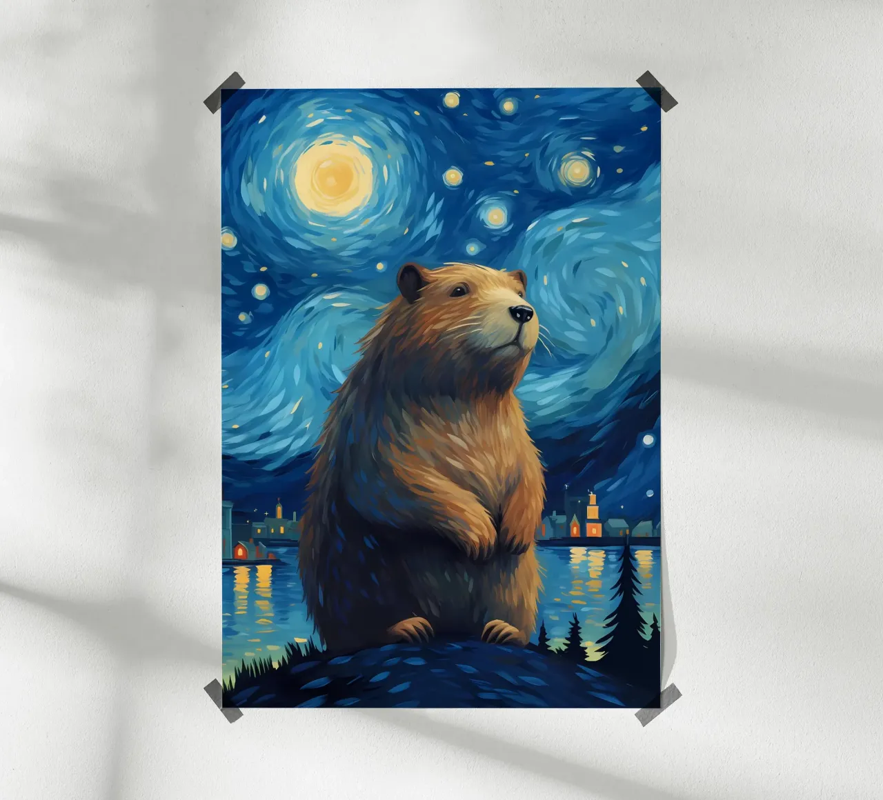 Notte stellata Capibara poster da Adrian Patel