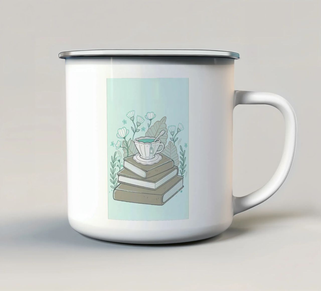 Libri e tè tazza in smalto da Aiden Garcia