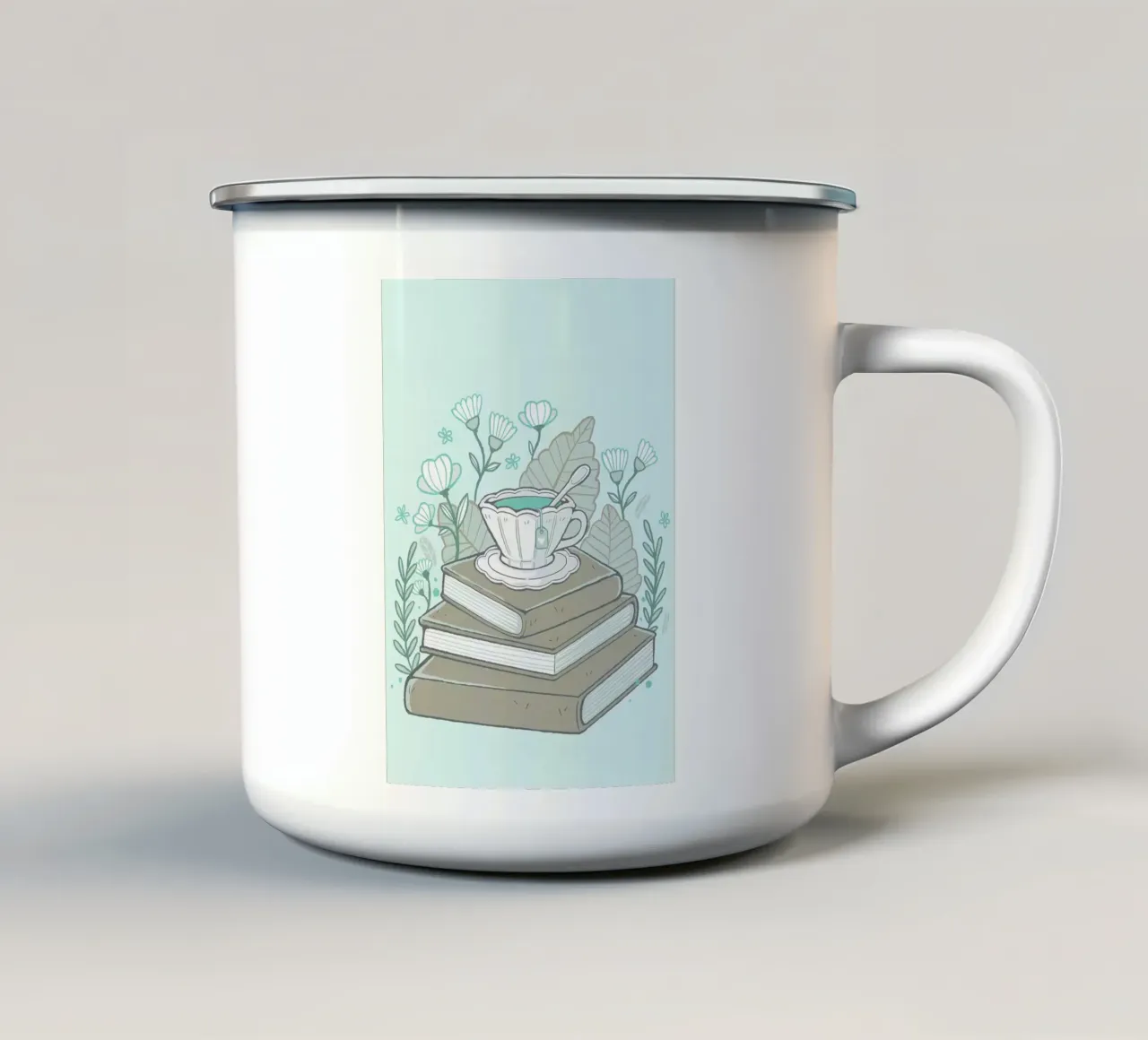 Libri e tè tazza in smalto da Aiden Garcia