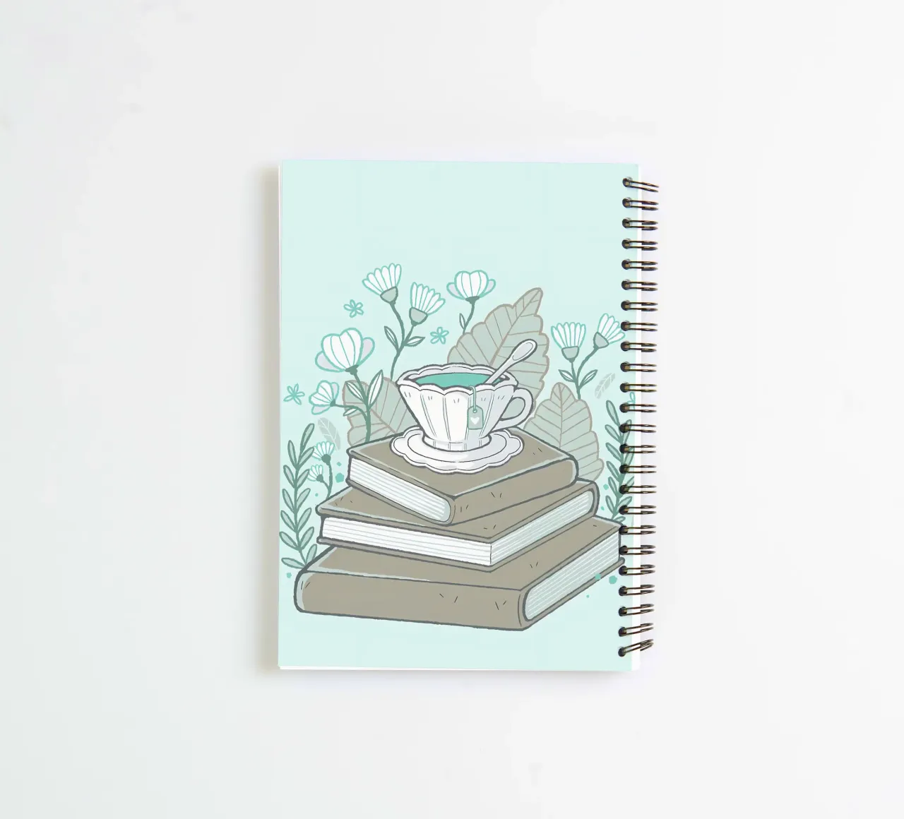 Books And Tea spiral notebook by Aiden Garcia
