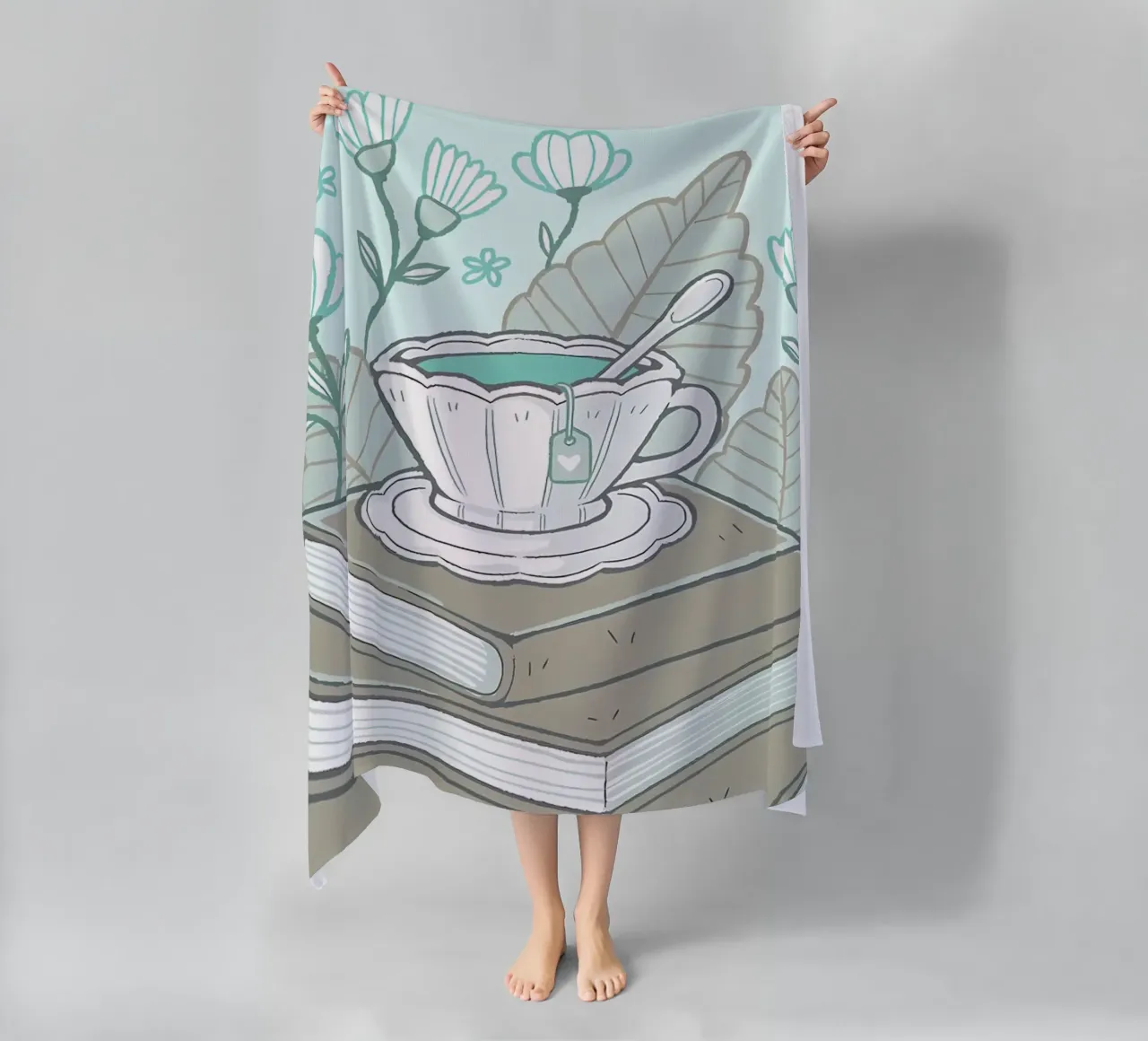 Boeken en thee strandhanddoek van Aiden Garcia