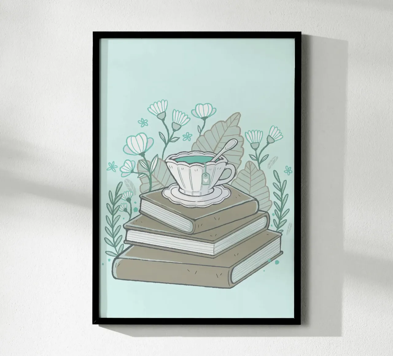 Libri e tè poster da Aiden Garcia