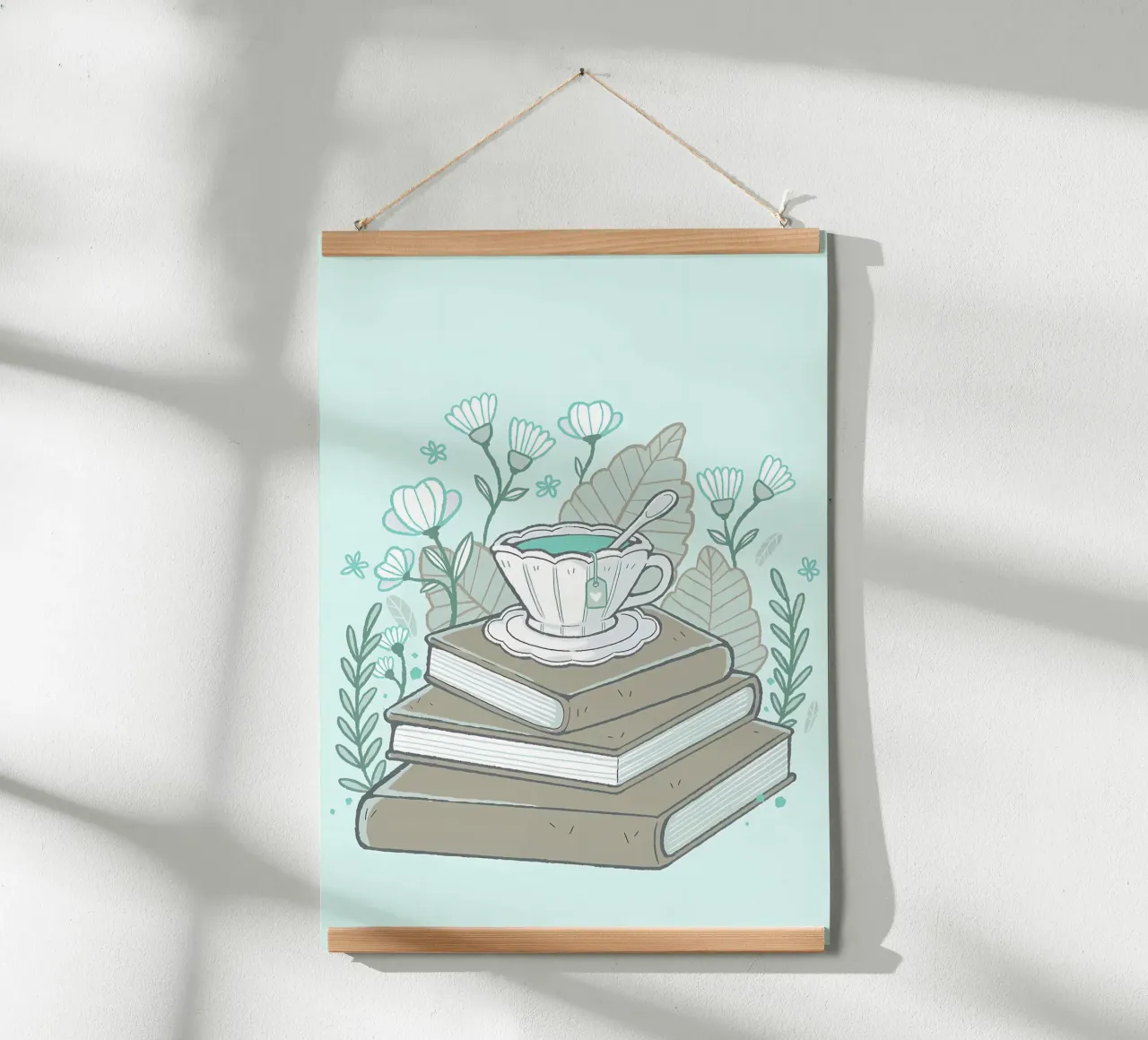 Libri e tè poster da Aiden Garcia