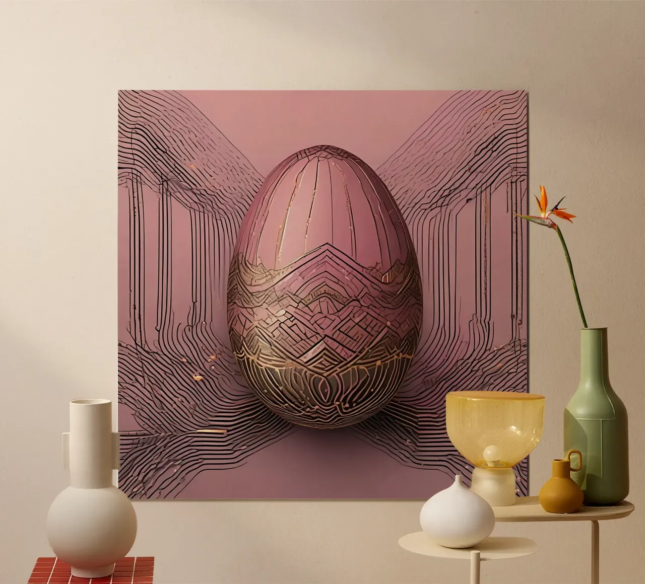 Uovo_7 poster con telaio in legno da Pink- und LoveArt by LK