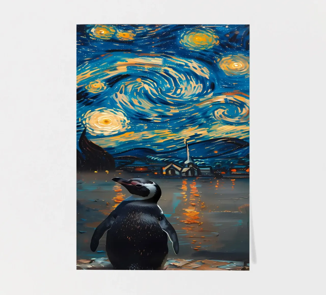 Pinguïn in Sterrennacht stickervel van Adrian Patel
