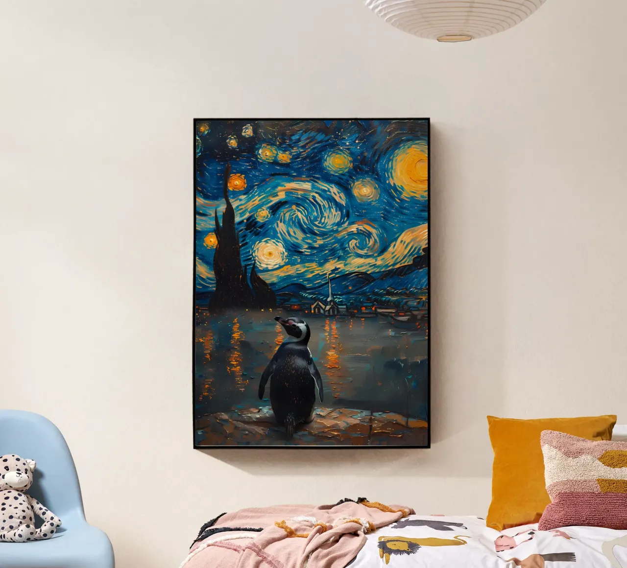 Pinguino nella notte stellata plexiglass da Adrian Patel
