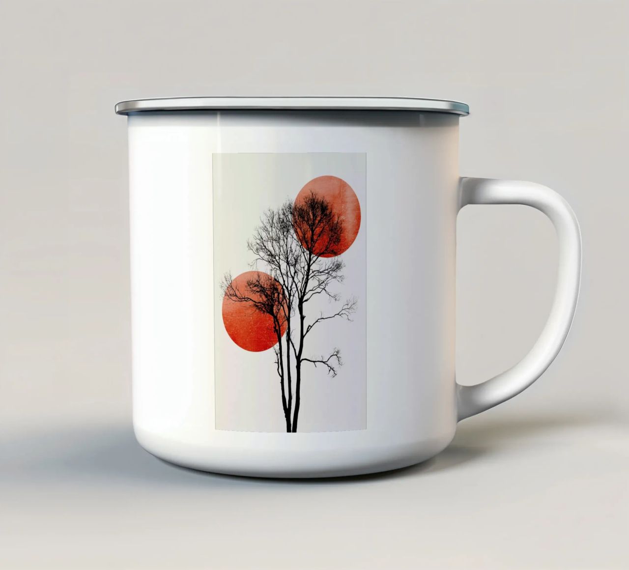 Sun And Moon Hiding Rouge Emaille Tasse von Kubistika