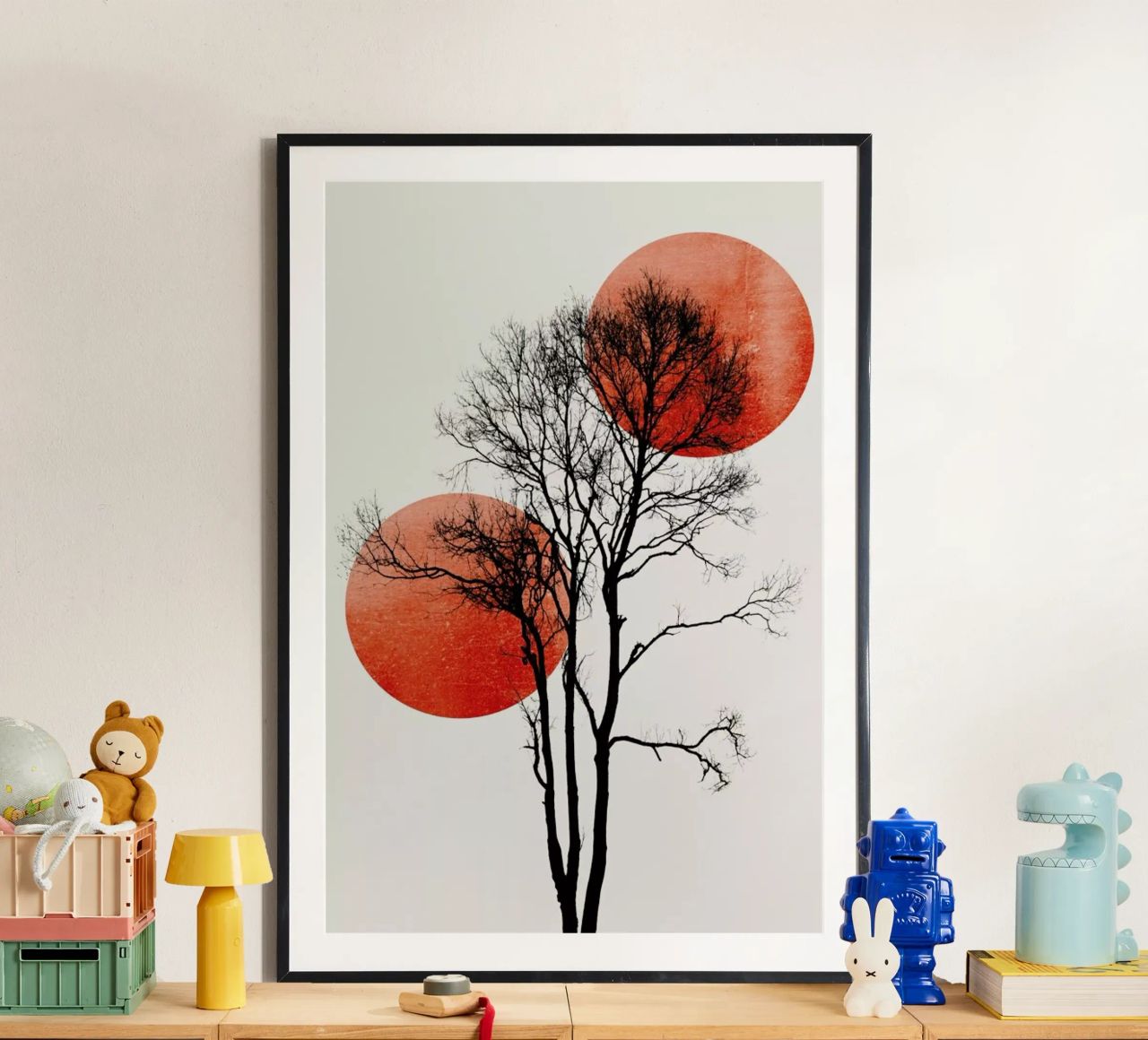 Sun And Moon Hiding Rouge Poster von Kubistika
