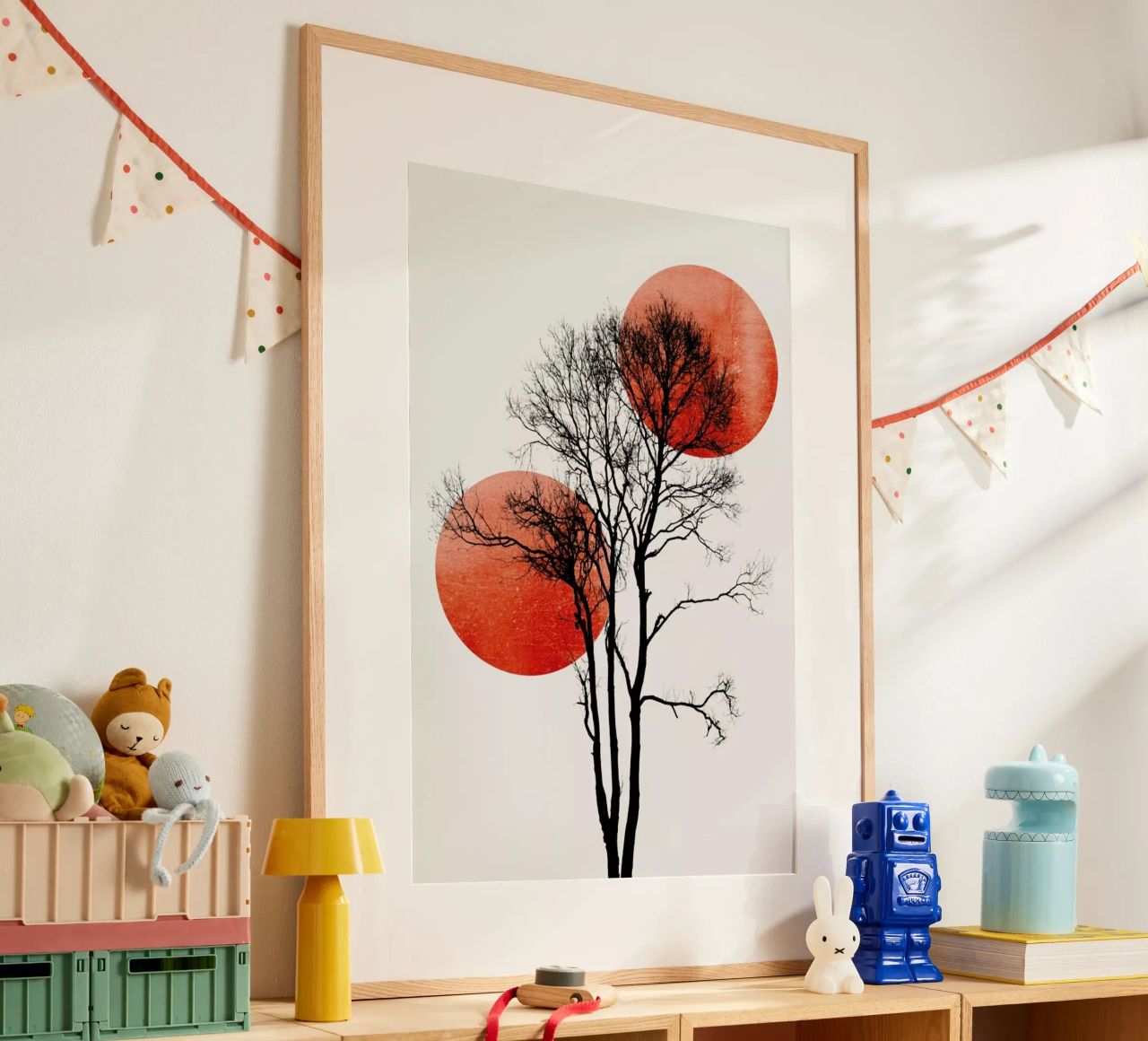 Sun And Moon Hiding Rouge Poster von Kubistika