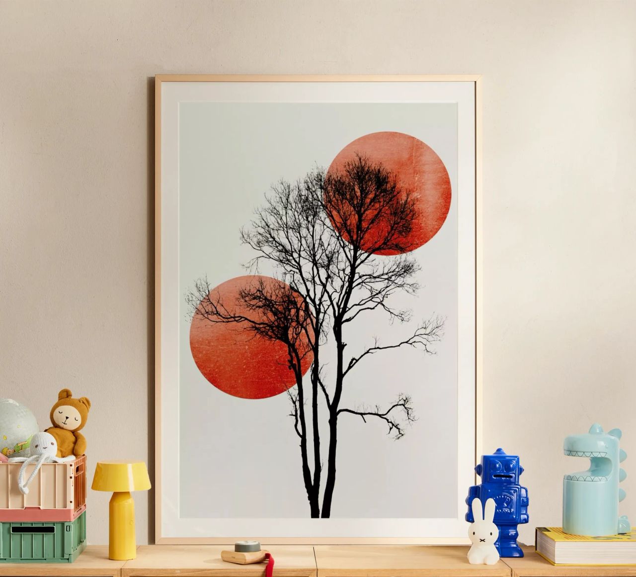 Sun And Moon Hiding Rouge Poster von Kubistika