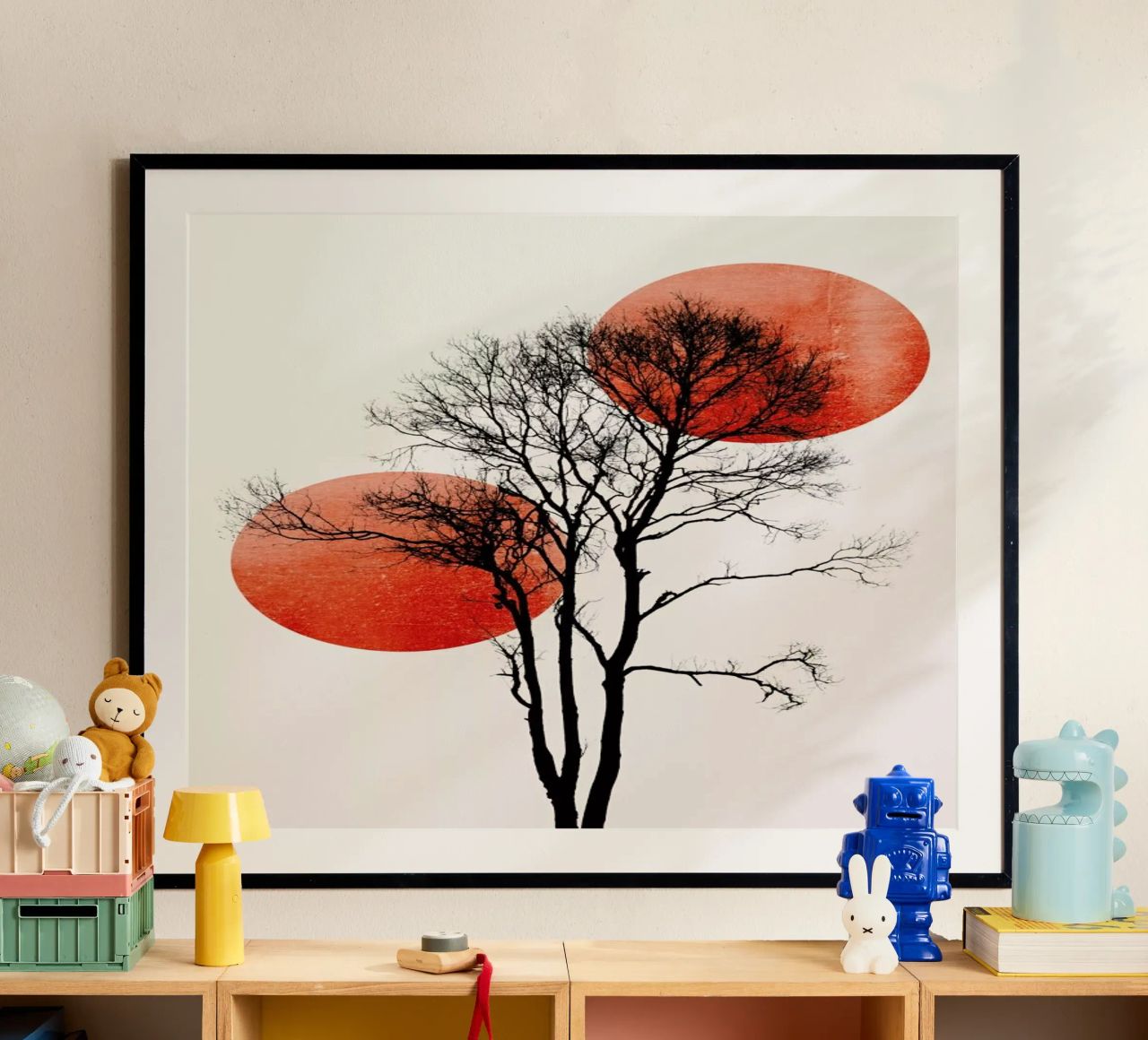 Sun And Moon Hiding Rouge Poster von Kubistika