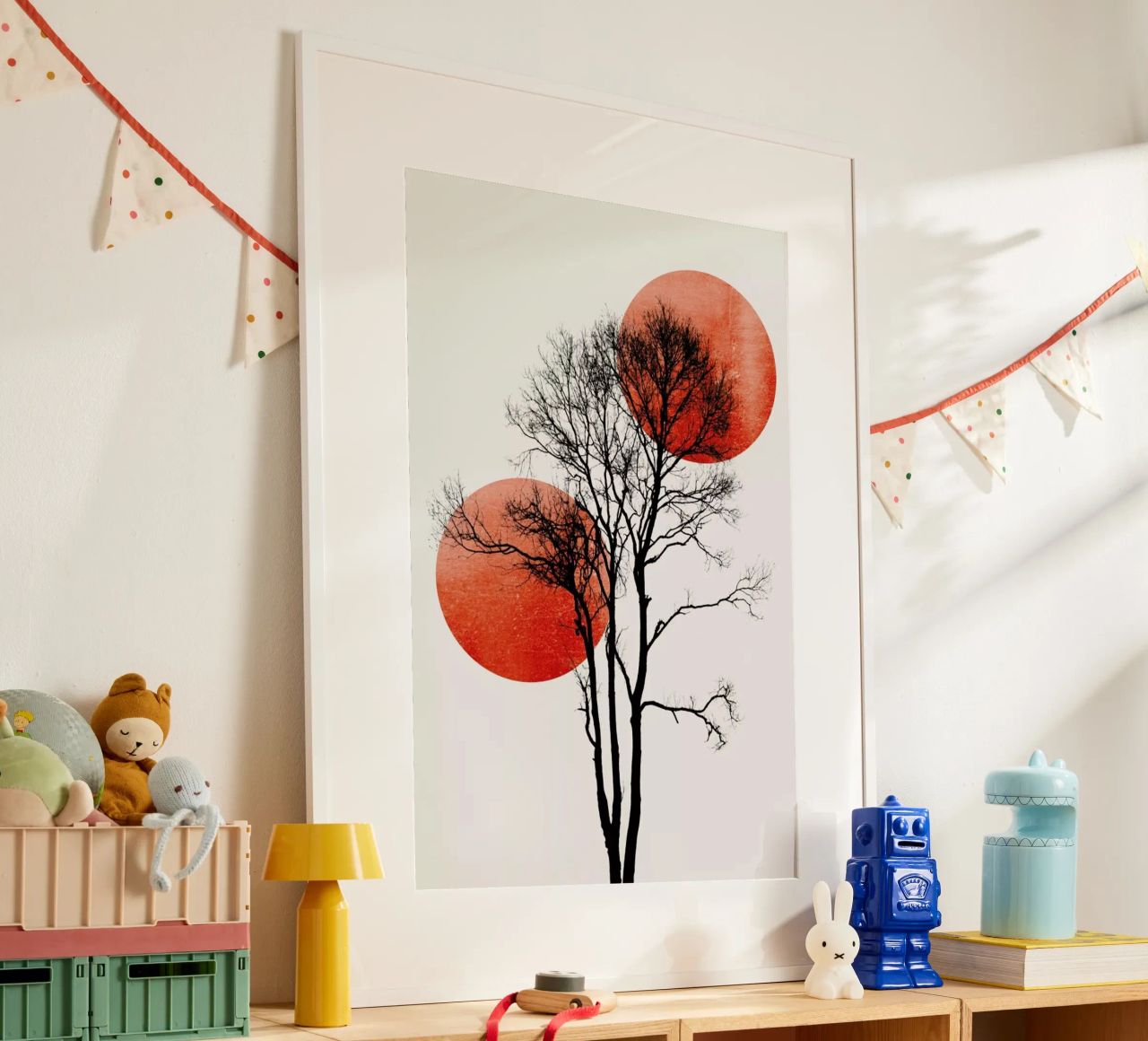 Sun And Moon Hiding Rouge Poster von Kubistika