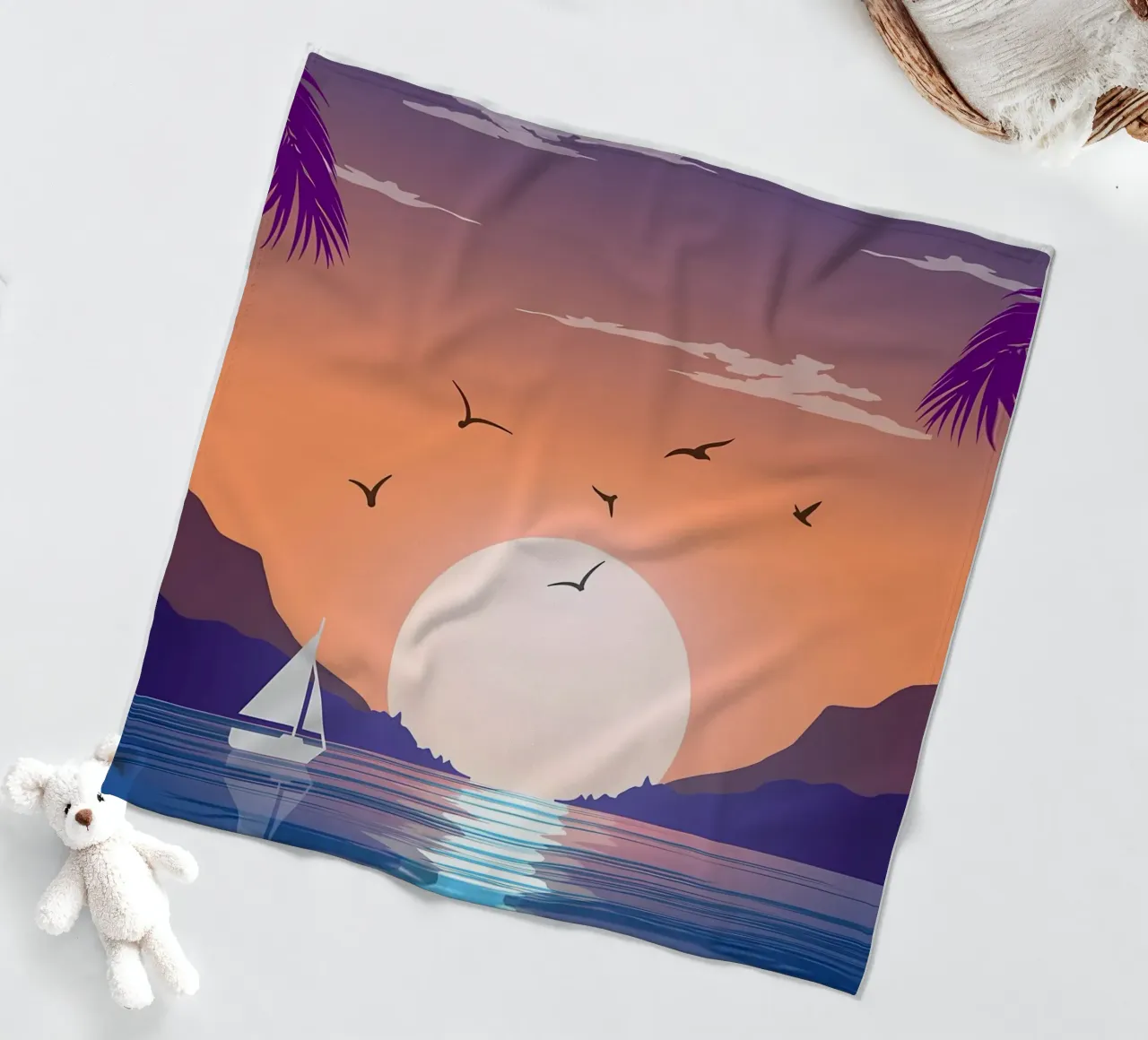 Sunset Beach fleece blanket by Bartosz Powalka