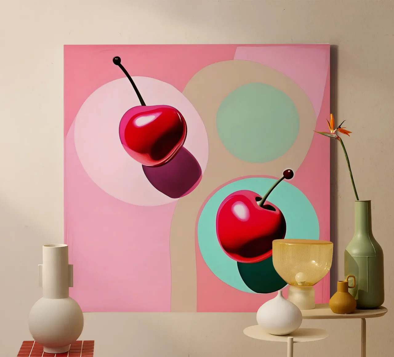 Cherries_style_A_3 canvas by Pink- und LoveArt by LK