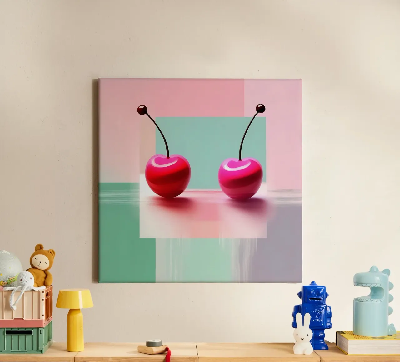 Cherries_style_A_4 canvas by Pink- und LoveArt by LK