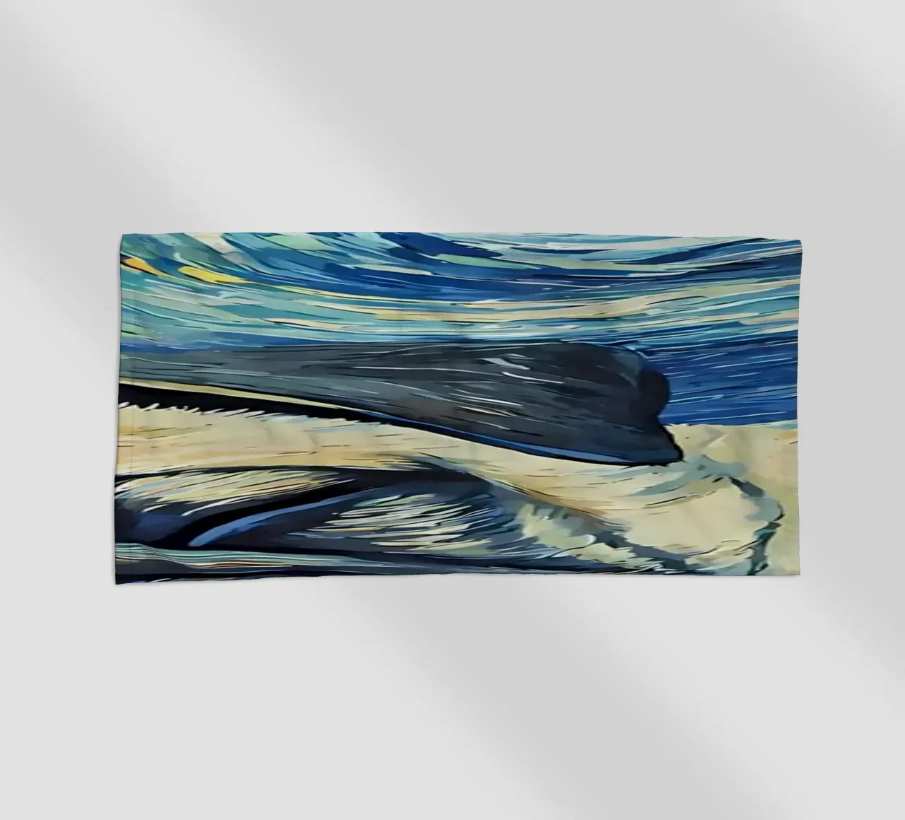 Cucciolo di carlino che dorme di notte telo mare da Adrian Patel