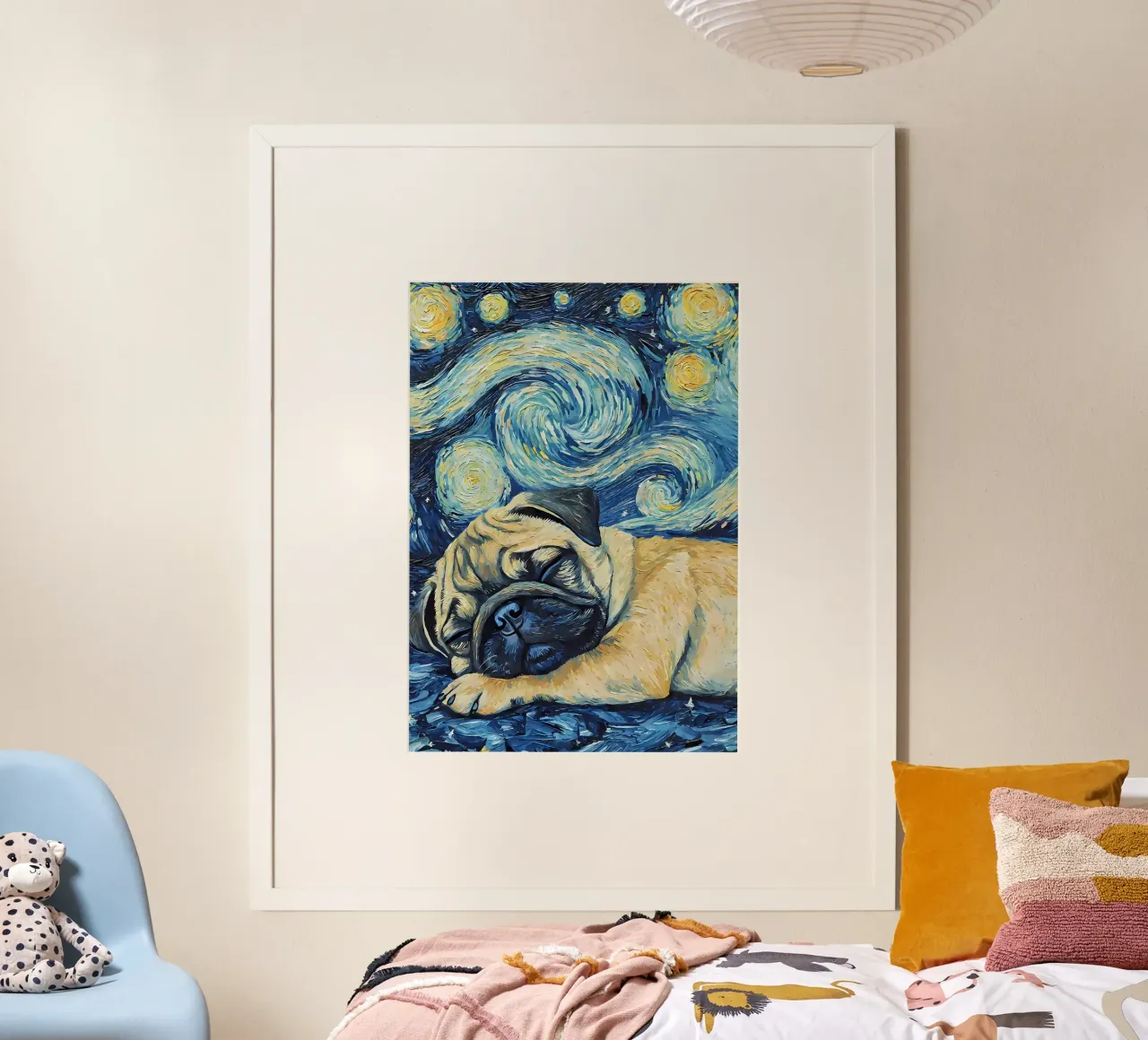 Cucciolo di carlino che dorme di notte poster da Adrian Patel