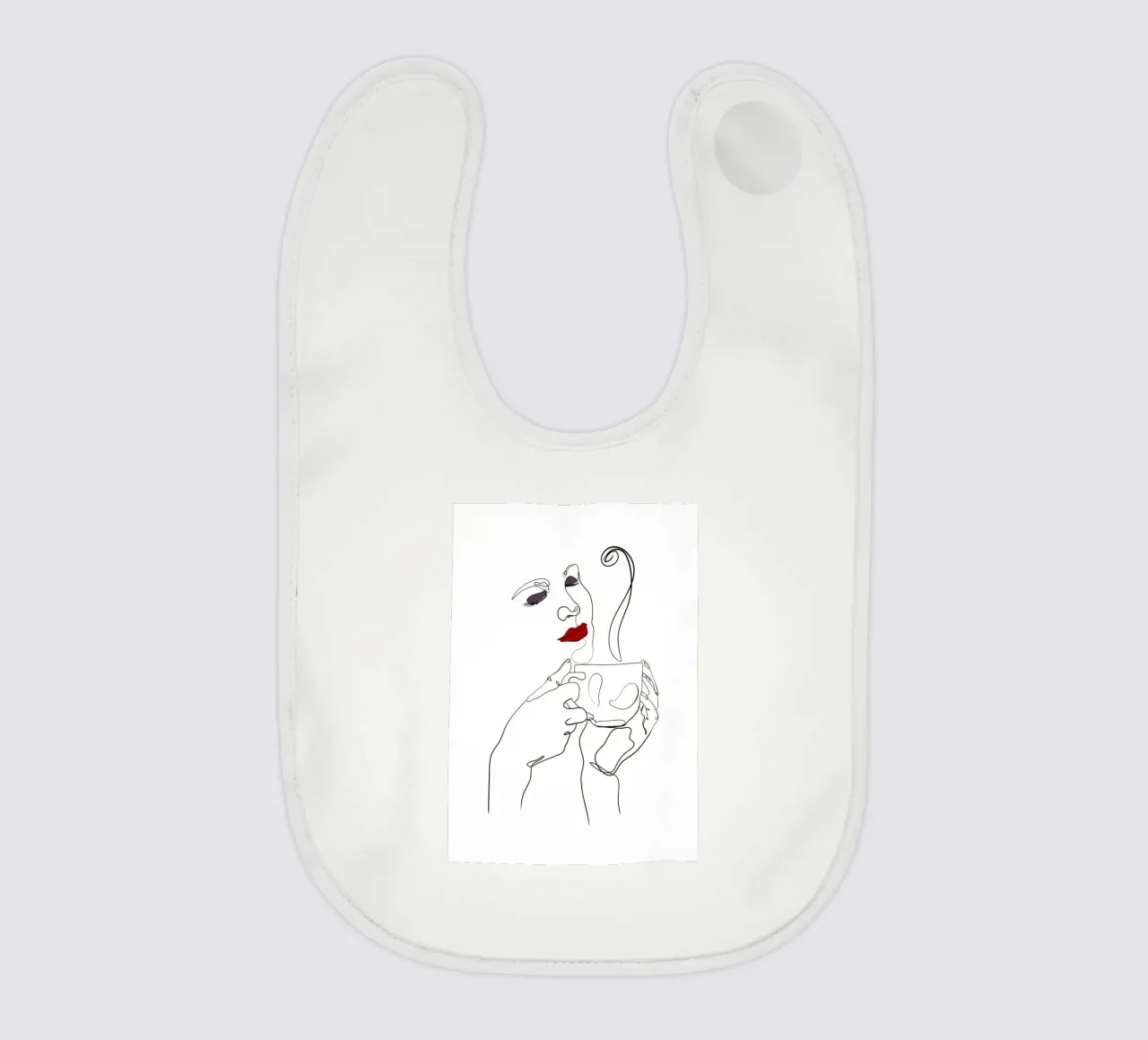 Donna con tazza di caffè in mano bavaglino da Aiden Garcia