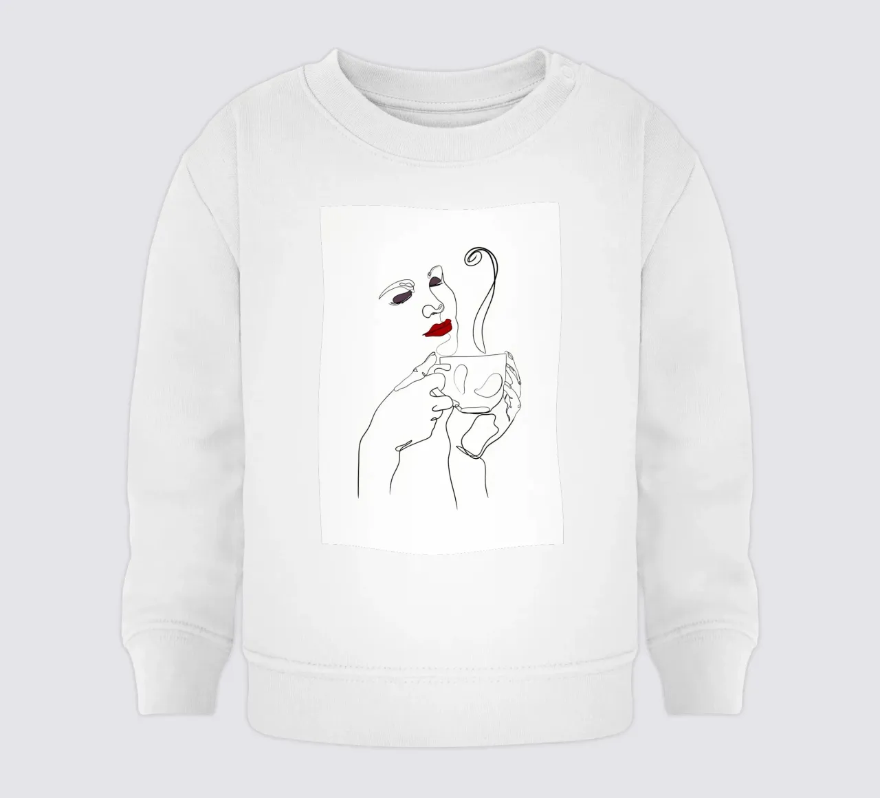 Donna con tazza di caffè in mano felpa neonato da Aiden Garcia