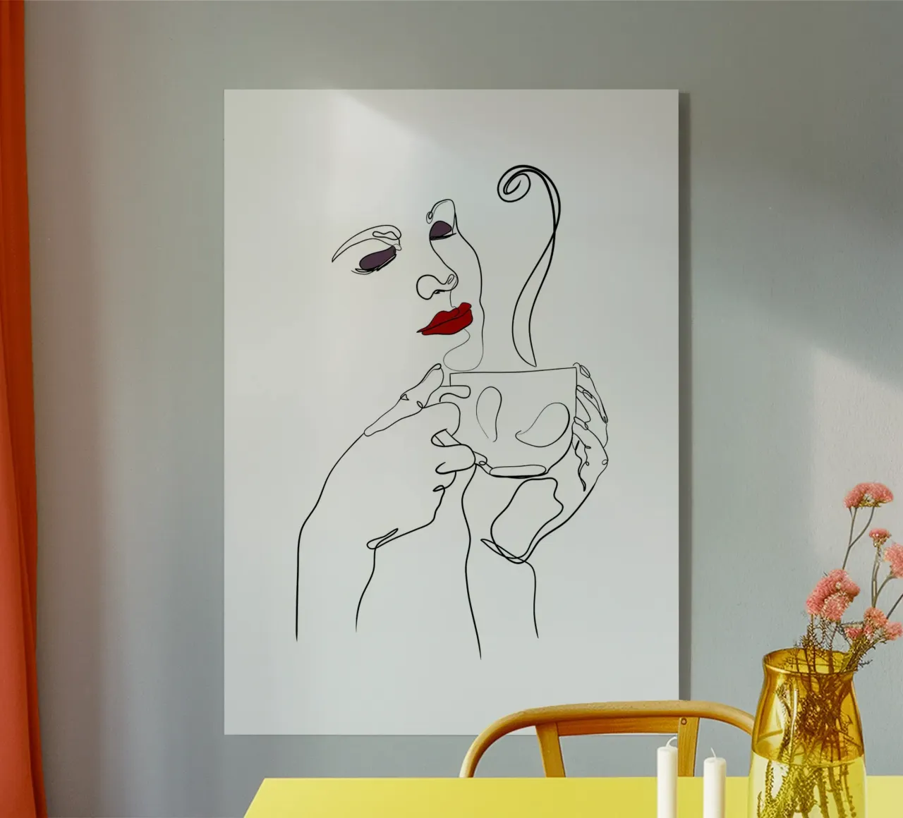 Donna con tazza di caffè in mano plexiglass da Aiden Garcia