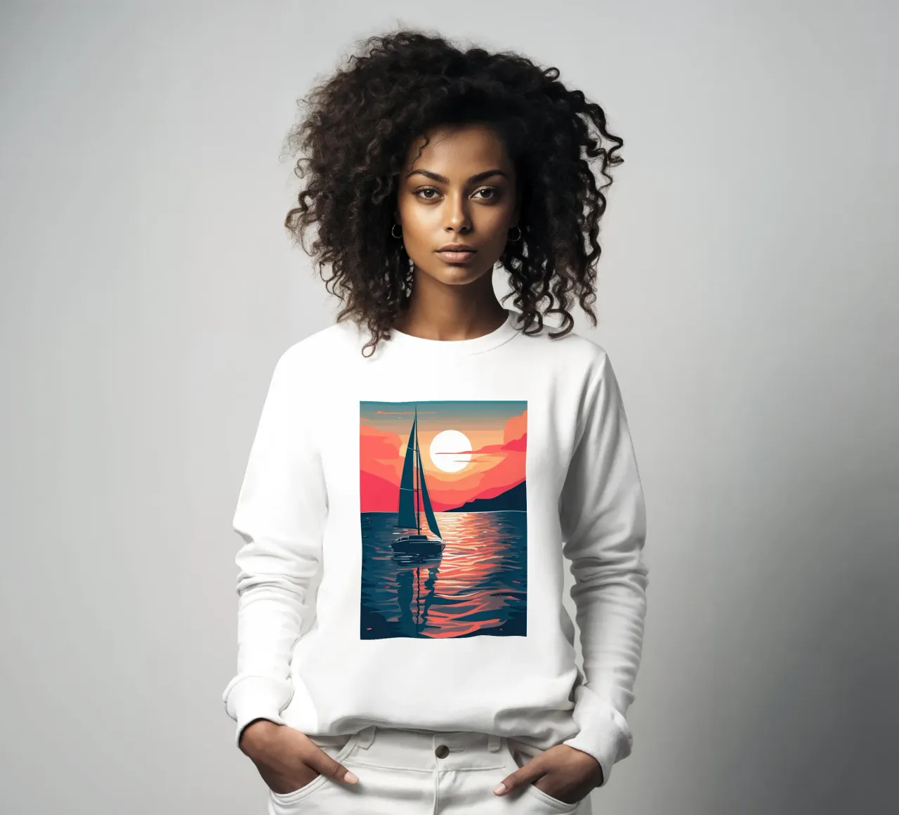 sailboat on the water sweatshirt by Bartosz Powalka