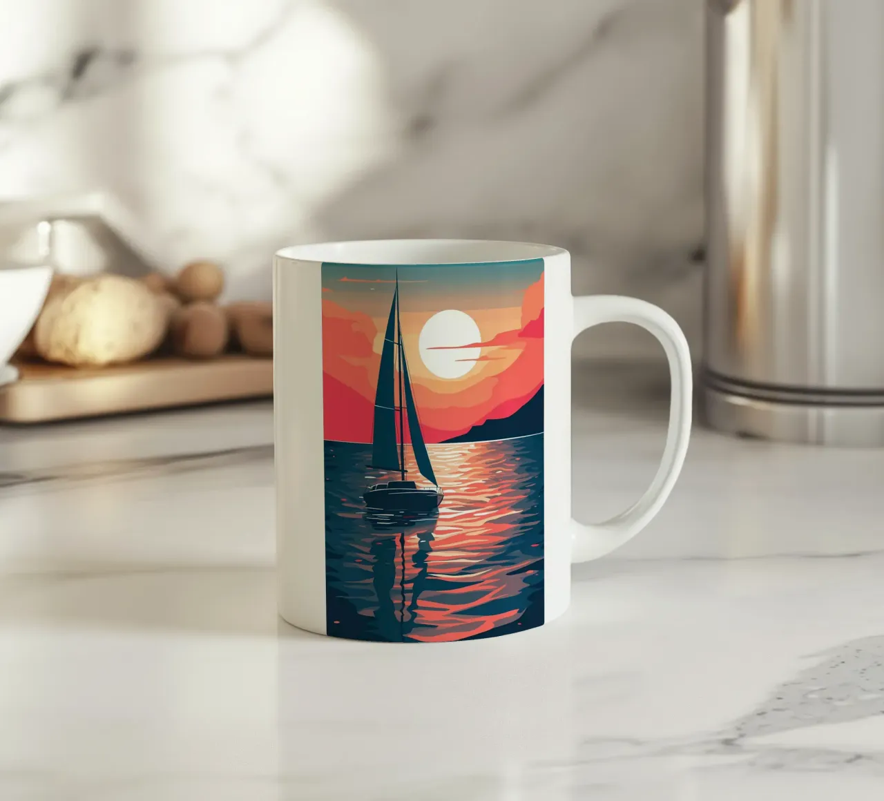 barca a vela sull'acqua tazza in ceramica da Bartosz Powalka