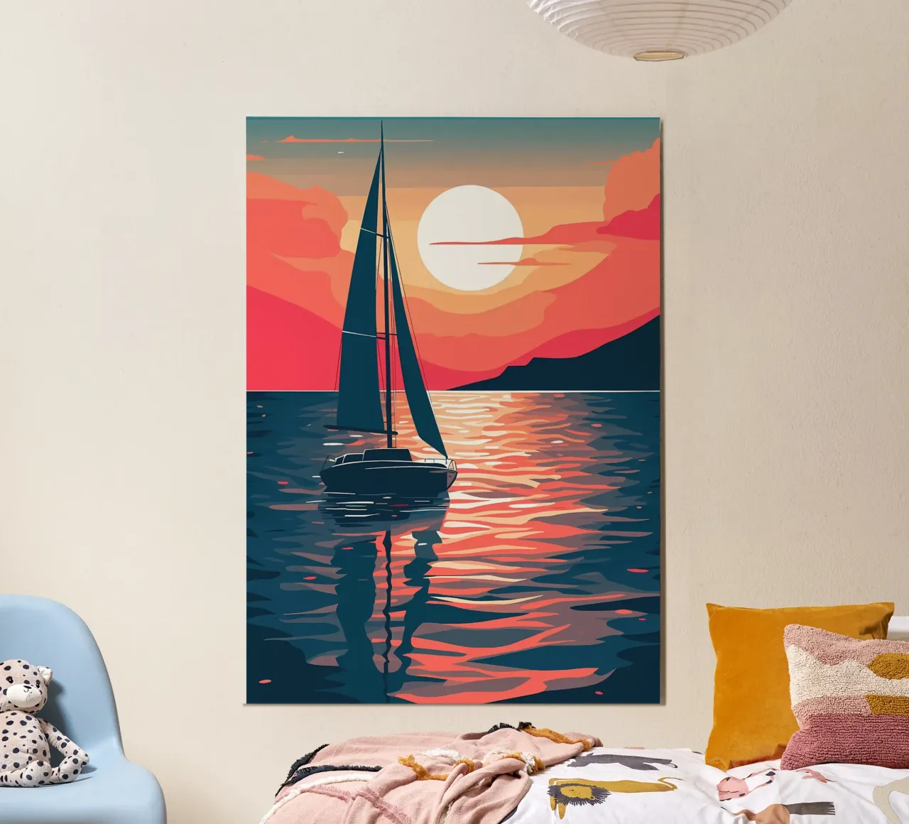 voilier sur l'eau poster avec cadre en plastique de Bartosz Powalka