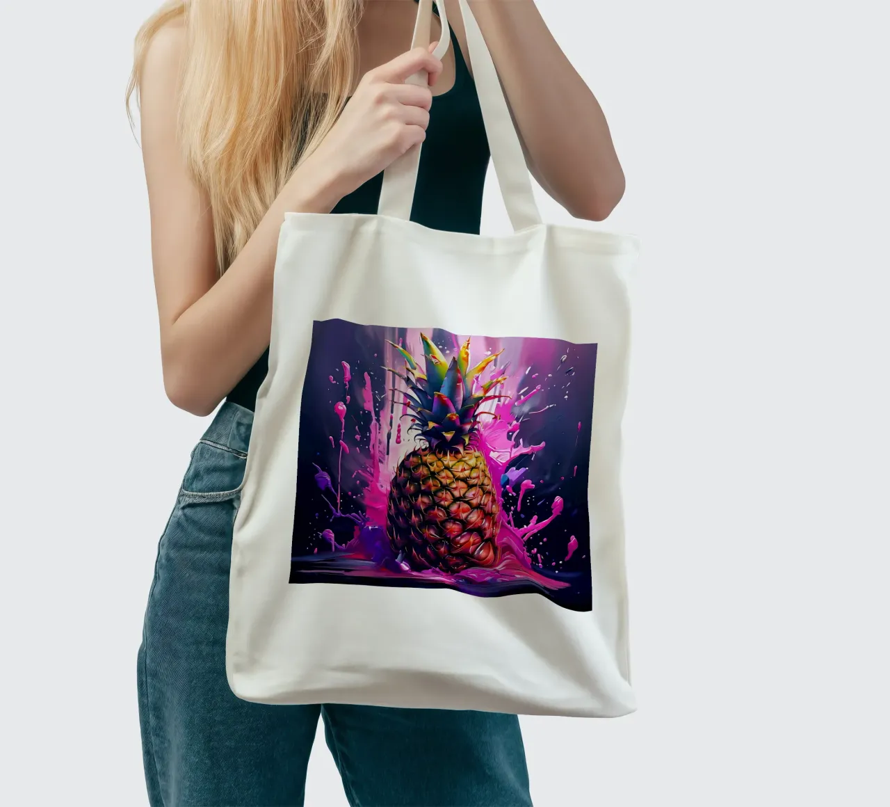 Ananas_1 borsa in juta da Pink- und LoveArt by LK