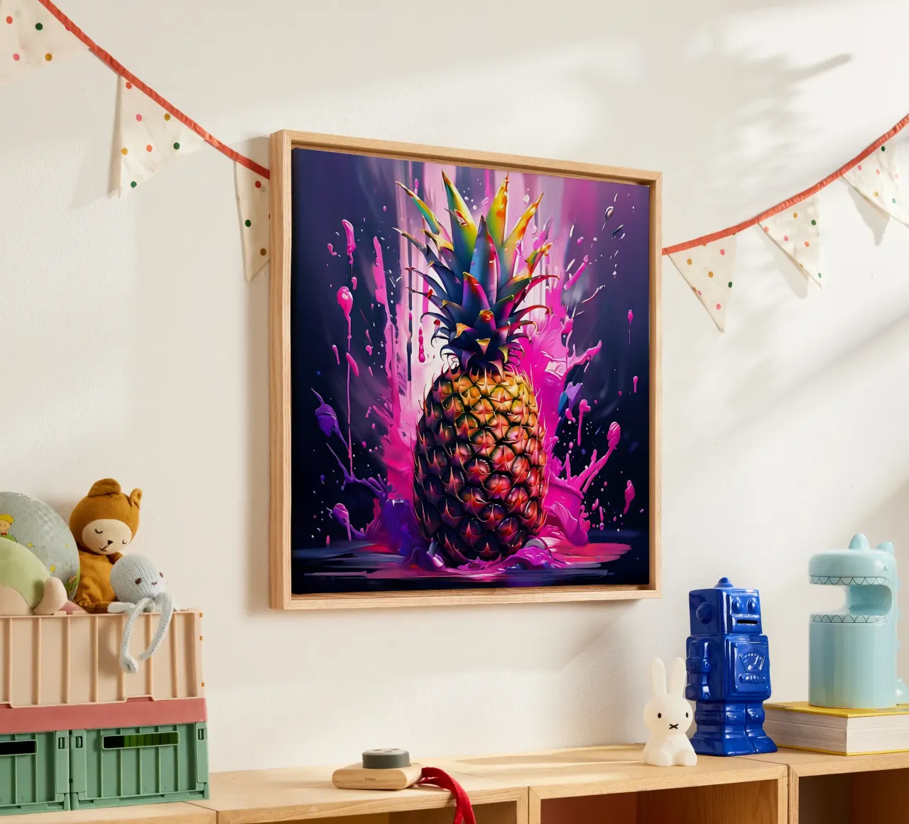 Ananas_1 tela con Cornice a cassetta da Pink- und LoveArt by LK