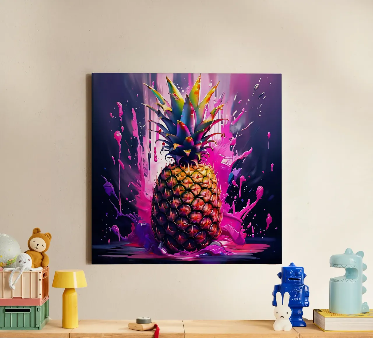 Ananas_1 tela con Cornice a cassetta da Pink- und LoveArt by LK