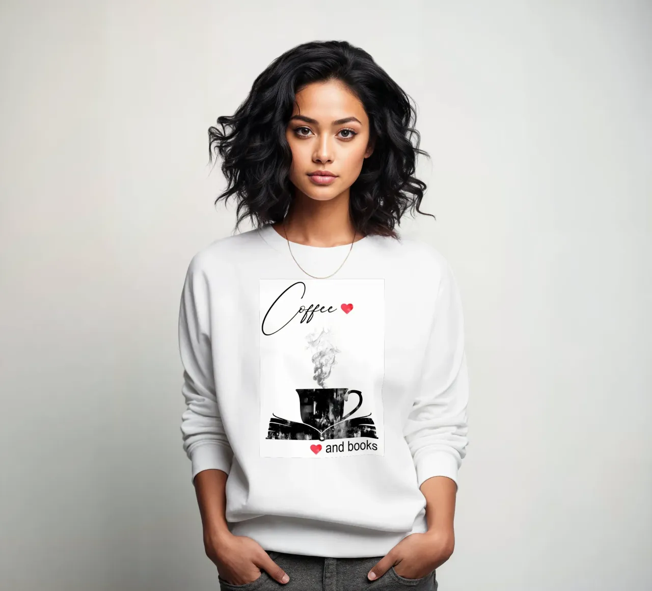 Cup of coffee and books sweatshirt by Aiden Garcia