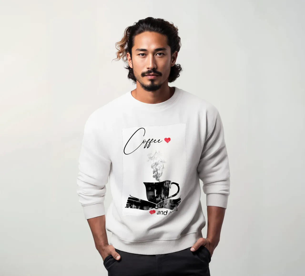Cup of coffee and books sweatshirt by Aiden Garcia