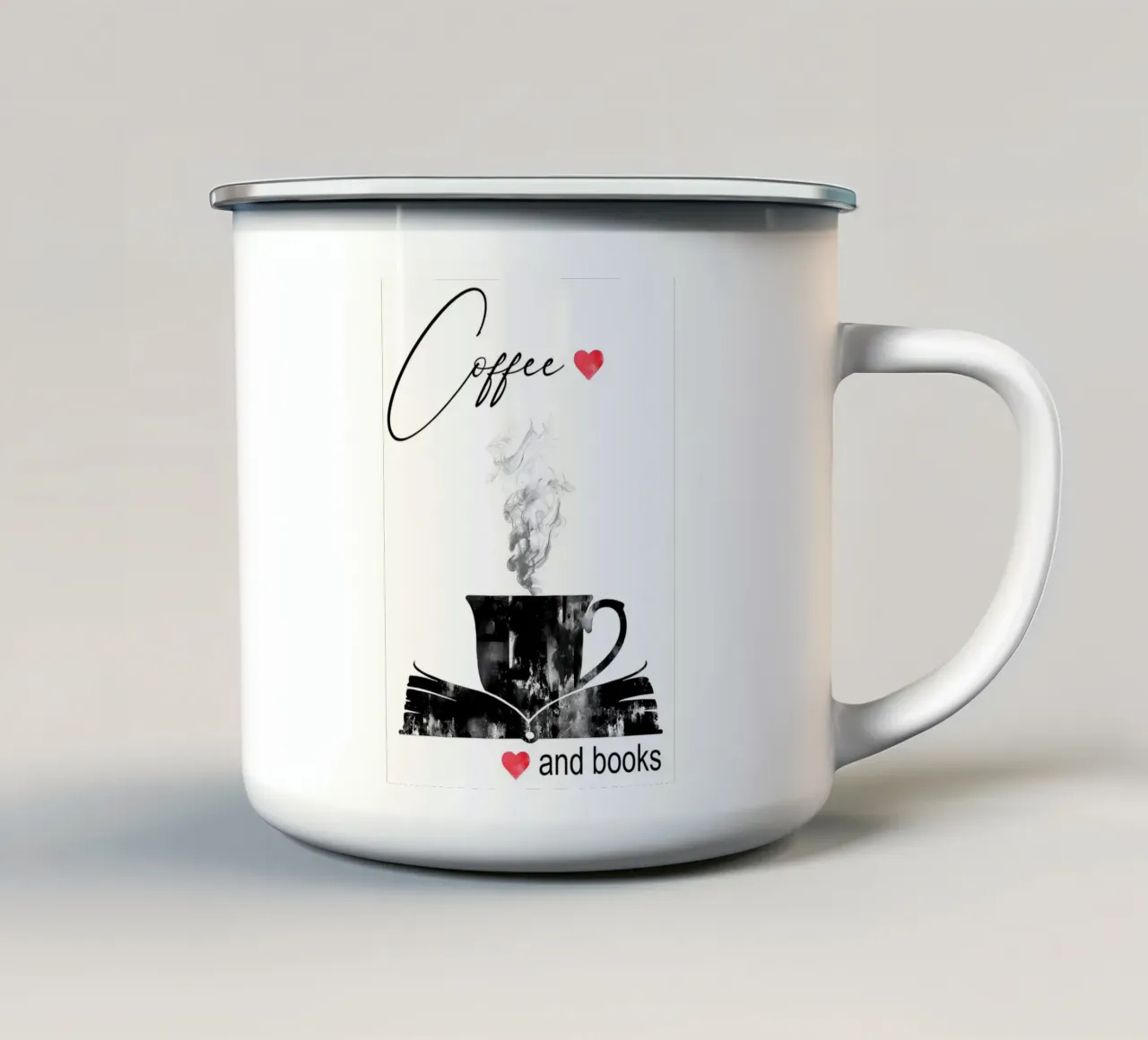 Tazza di caffè e libri tazza in smalto da Aiden Garcia