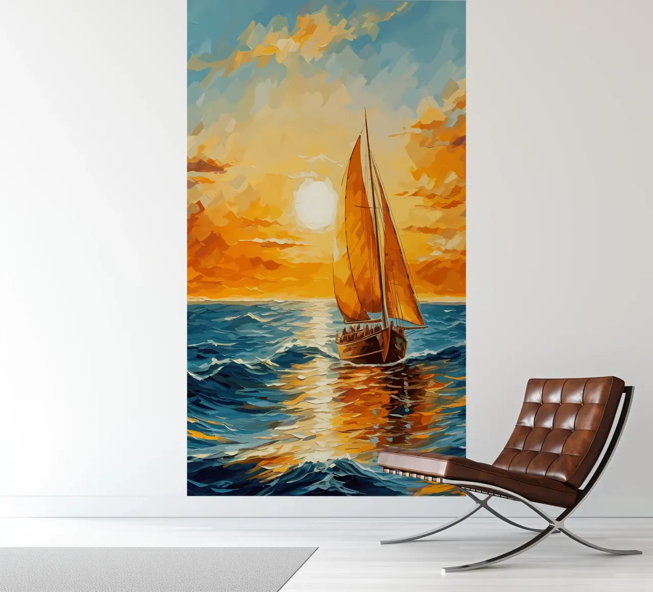 Sailboat Sunset Painting photo wallpaper by Bartosz Powalka