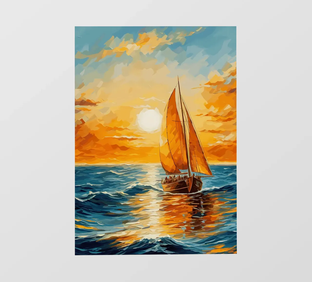 Sailboat Sunset Painting photo wallpaper by Bartosz Powalka