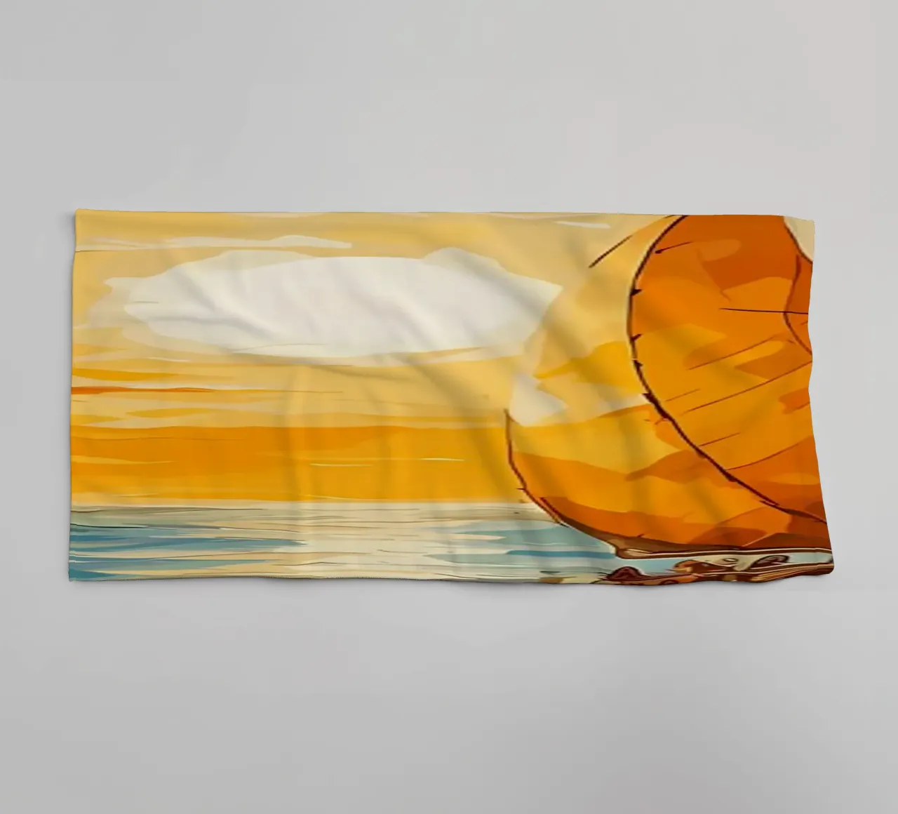 Tableau du coucher de soleil d'un voilier serviette de bain de Bartosz Powalka