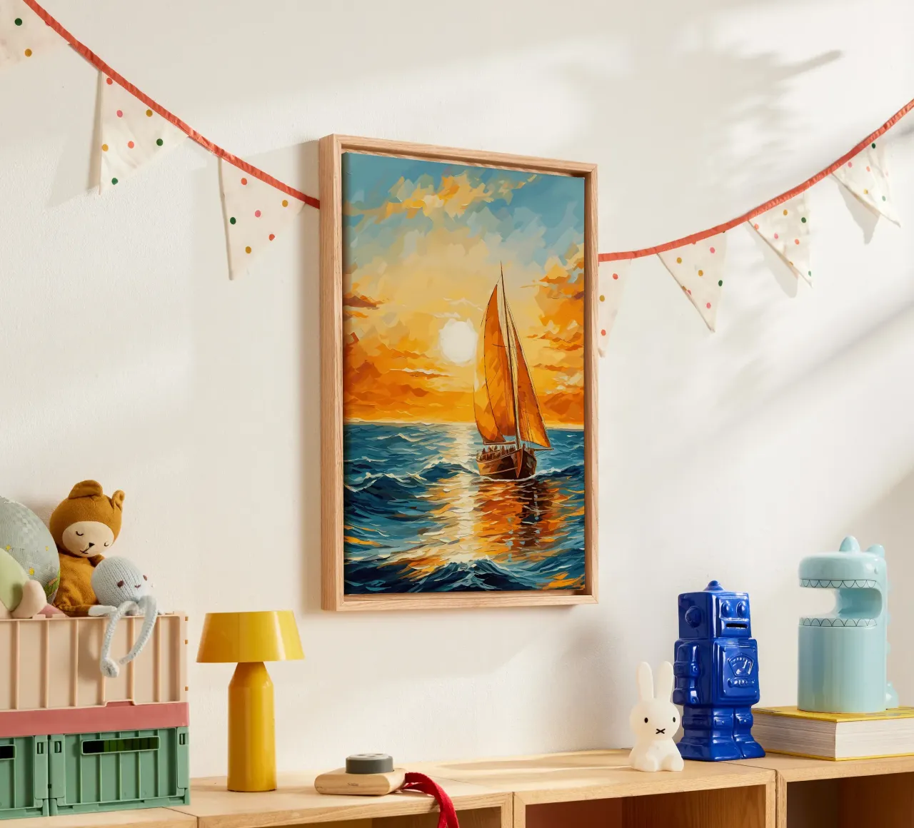 Tableau du coucher de soleil d'un voilier toile de Bartosz Powalka