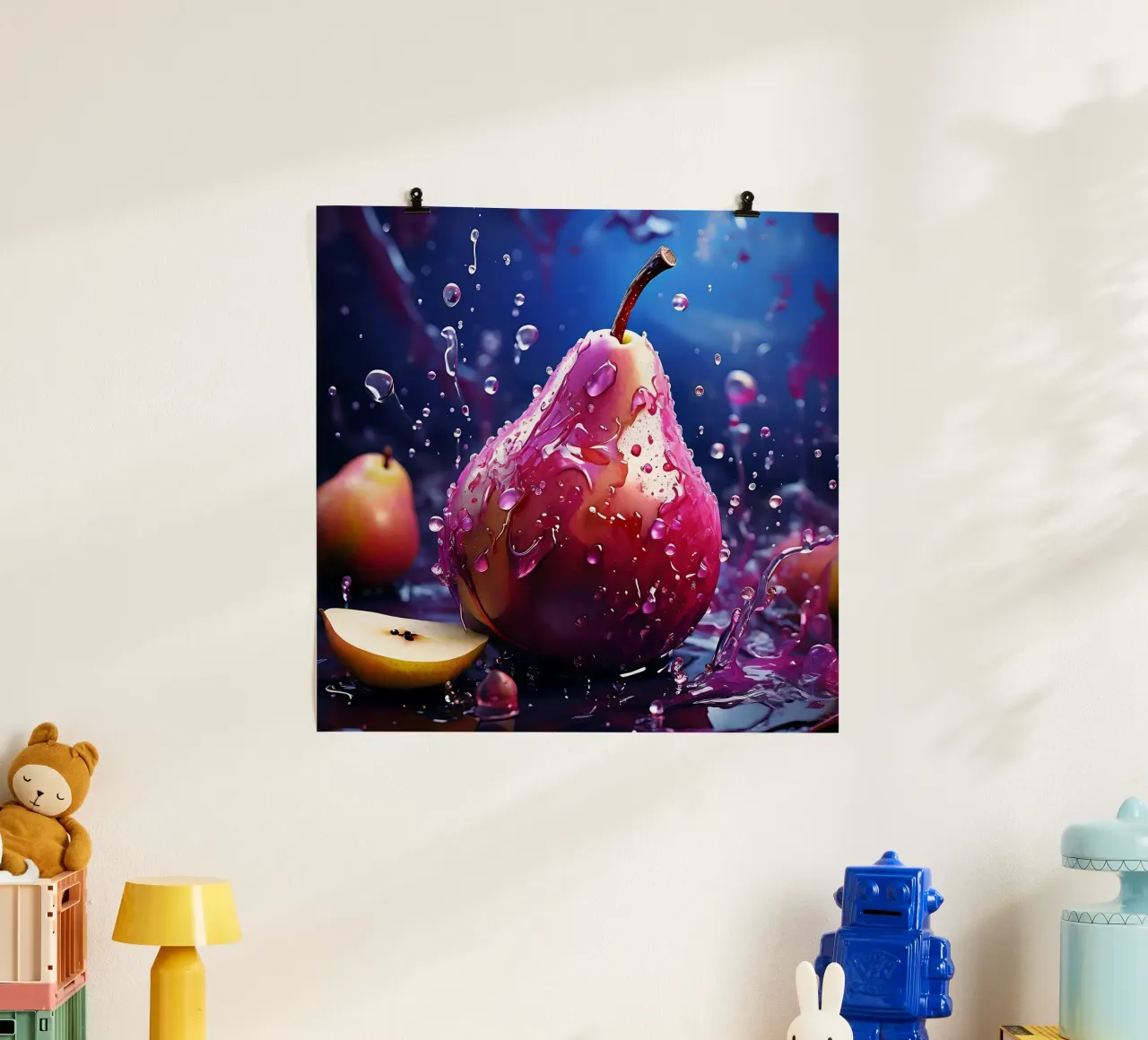 Pera_1 poster con telaio in legno da Pink- und LoveArt by LK