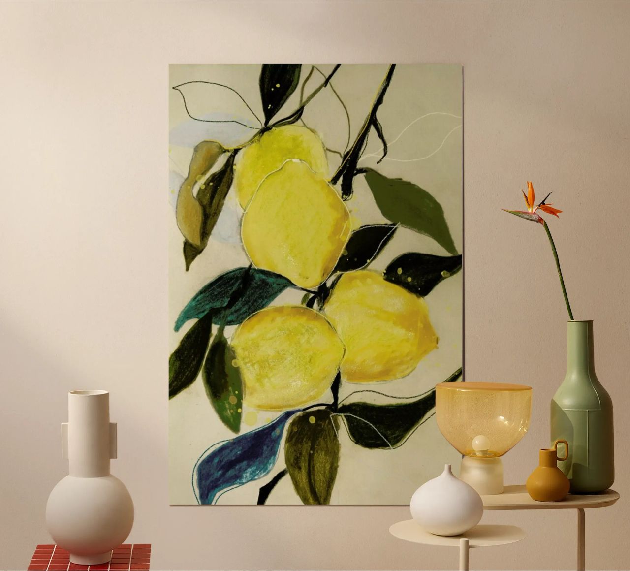 Lemonstudy 1 Poster mit Holzrahmen von Leigh Viner