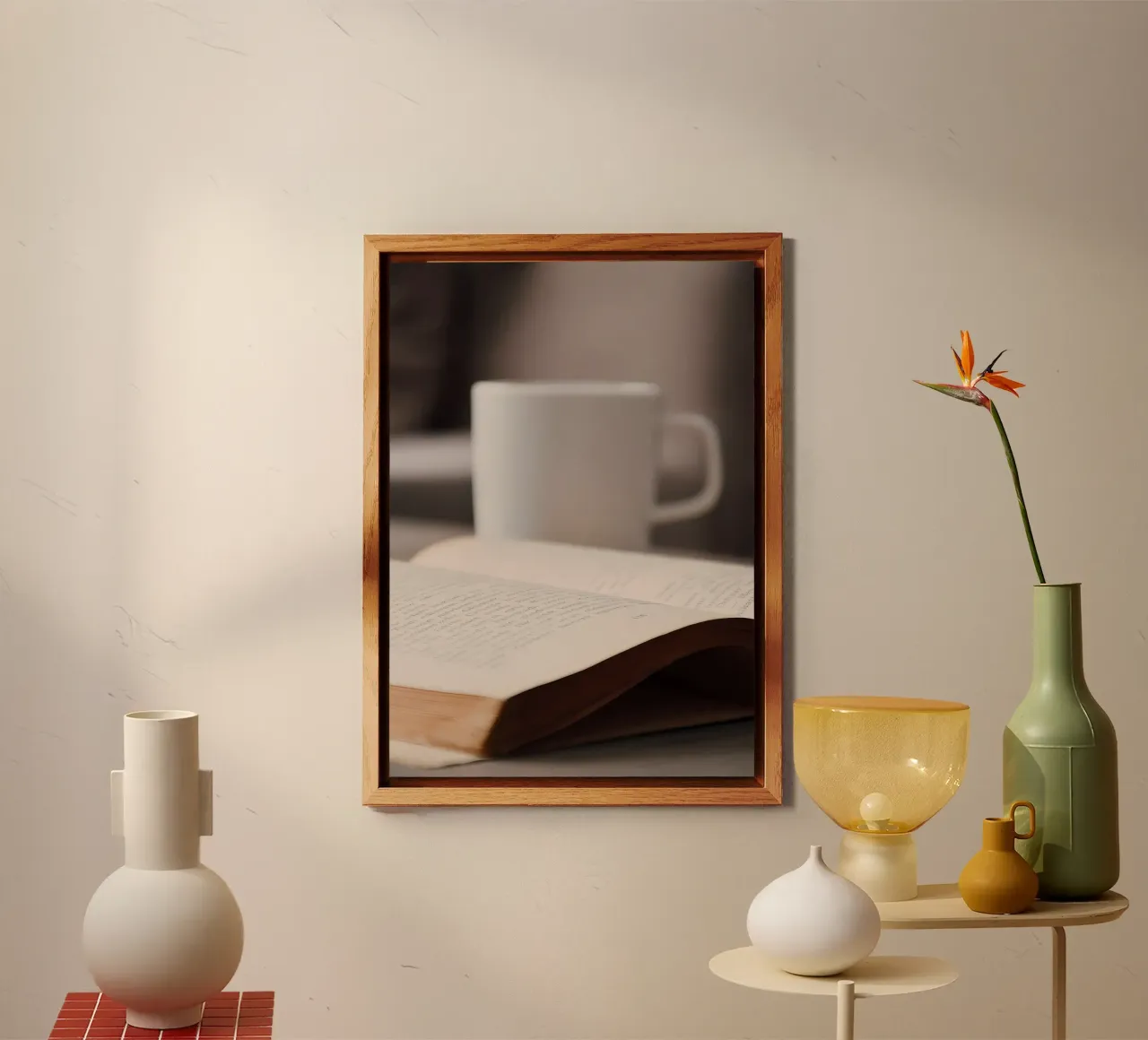 Caffè con libro alluminio dibond da Aiden Garcia