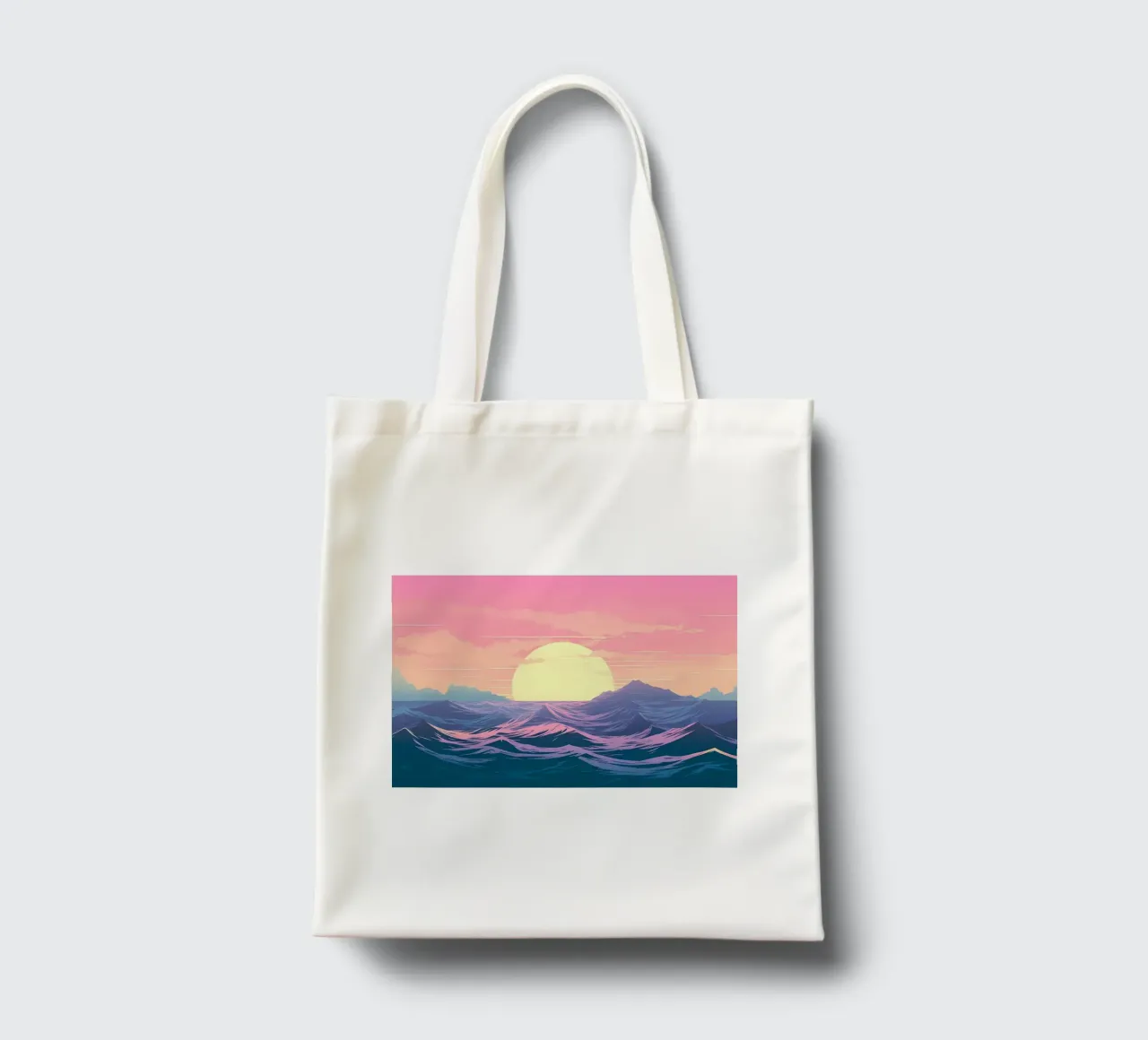Meer Sonnenuntergang Retro Jutebeutel von Bartosz Powalka