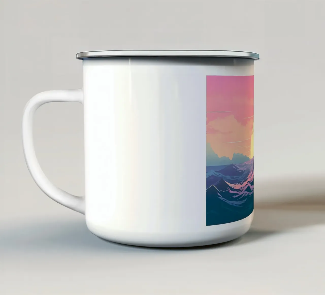 Mare Tramonto Retro tazza in smalto da Bartosz Powalka