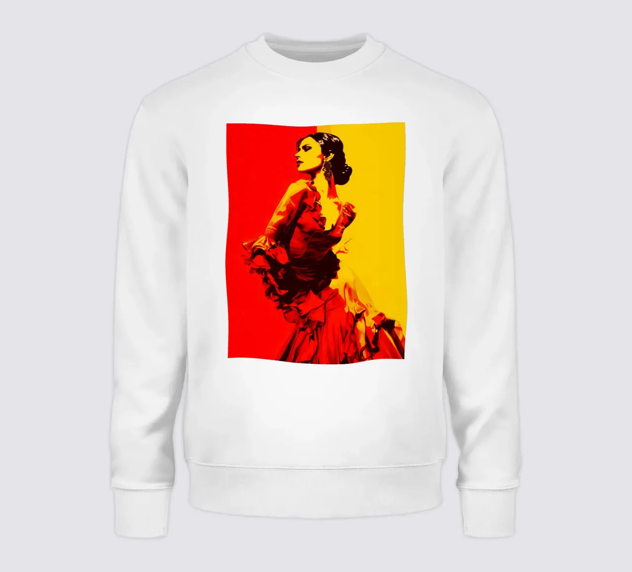 Flamenco First | Danseuse de flamenco stylisée en jaune & rouge sweat de Autofocus