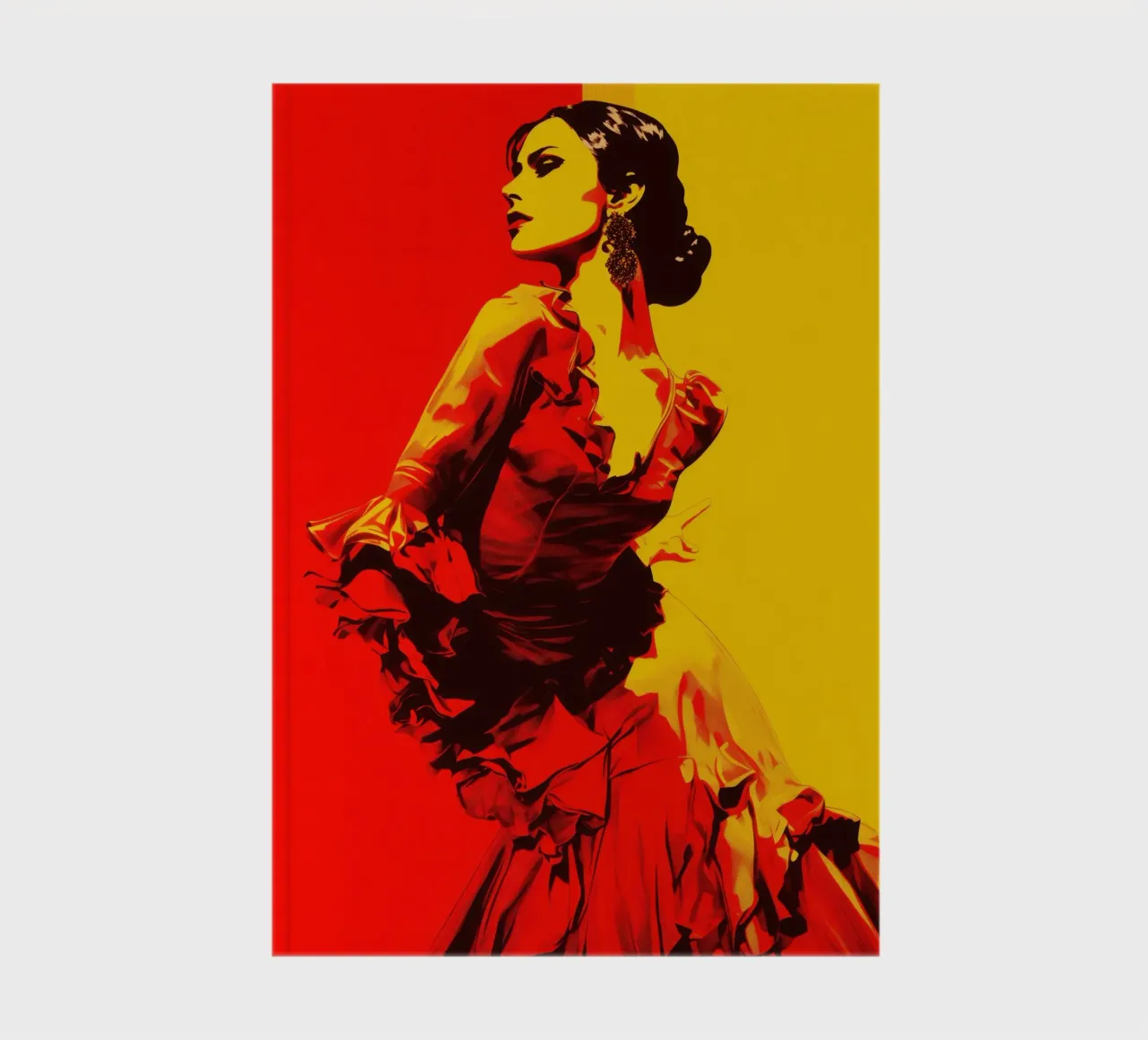 Flamenco First | Danseuse de flamenco stylisée en jaune & rouge carnet de notes de Autofocus