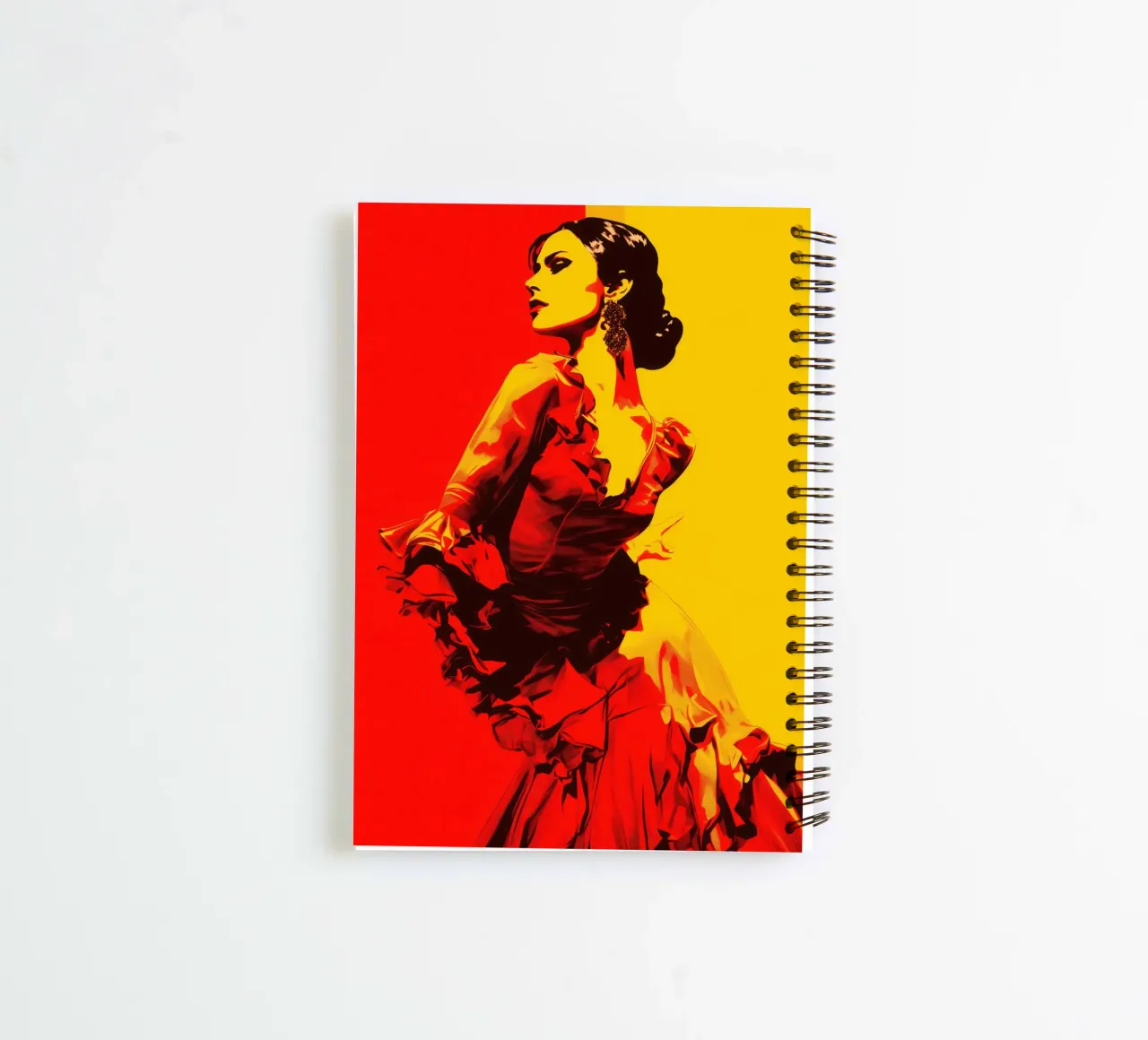 Flamenco First | Danseuse de flamenco stylisée en jaune & rouge carnet à spirale de Autofocus