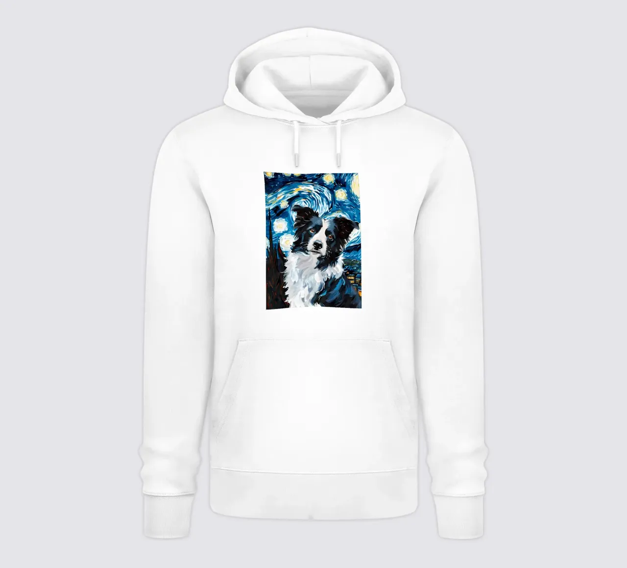 Border Collie Notte stellata felpa con cappuccio da Adrian Patel