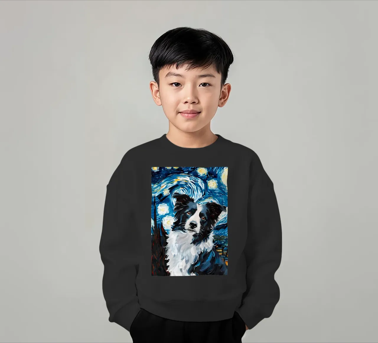 Border Collie Notte stellata felpa bambino da Adrian Patel