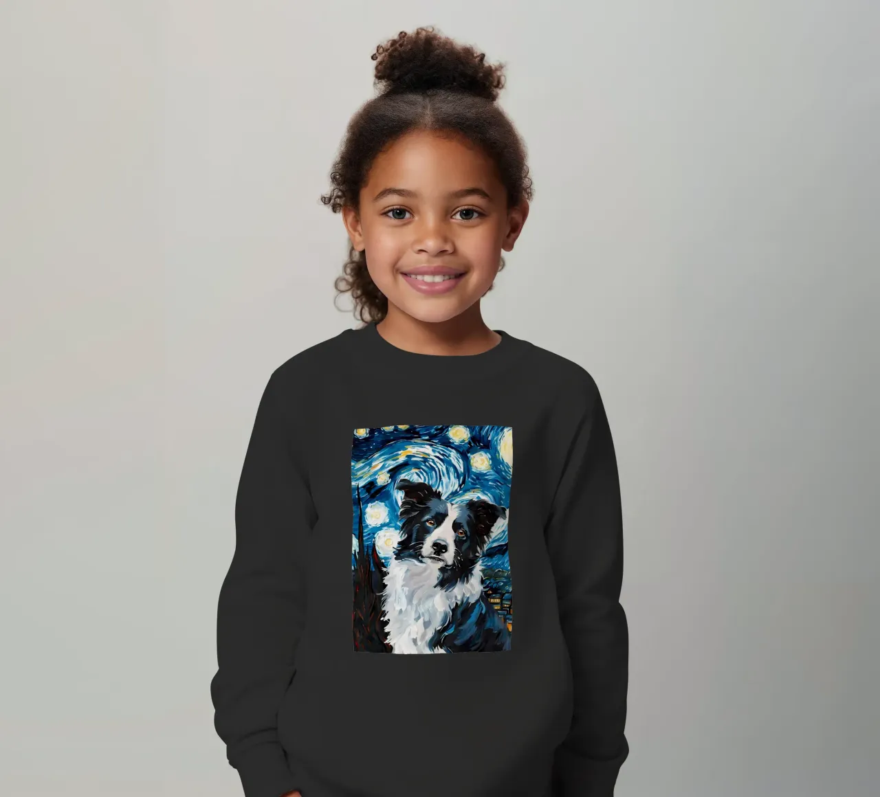 Border Collie Notte stellata felpa bambino da Adrian Patel